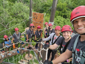Photo of Jesus Gonzalez and the ARC team on a ropes course